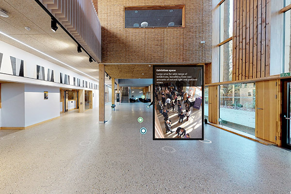 Information hotspot example from the UEA Enterprise Centre 3D virtual tour in Norwich