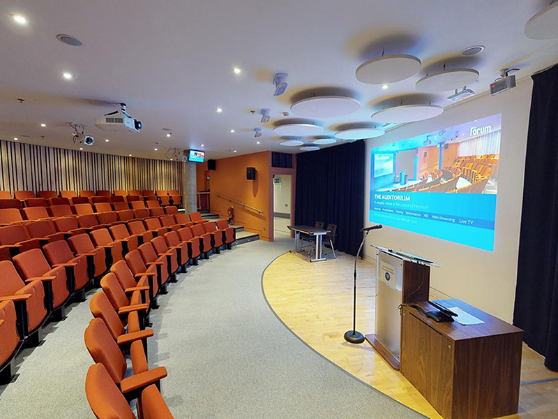 Image of a Vortex Visual 3D virtual tour of the Auditorium event space at The Forum in Norwich