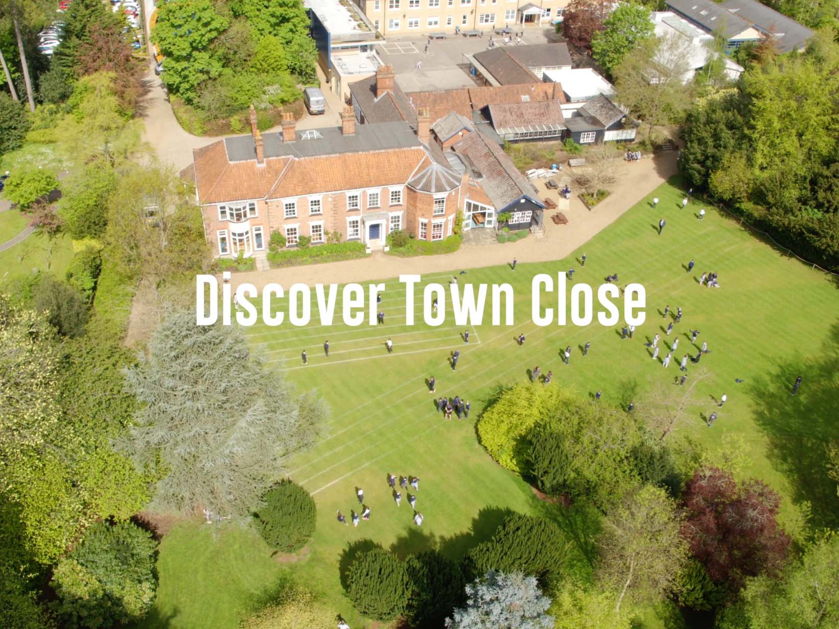 Image of an aerial view of Town Close Pre Preparatory Independent School taken from a drone promotional video produced by Vortex Visual